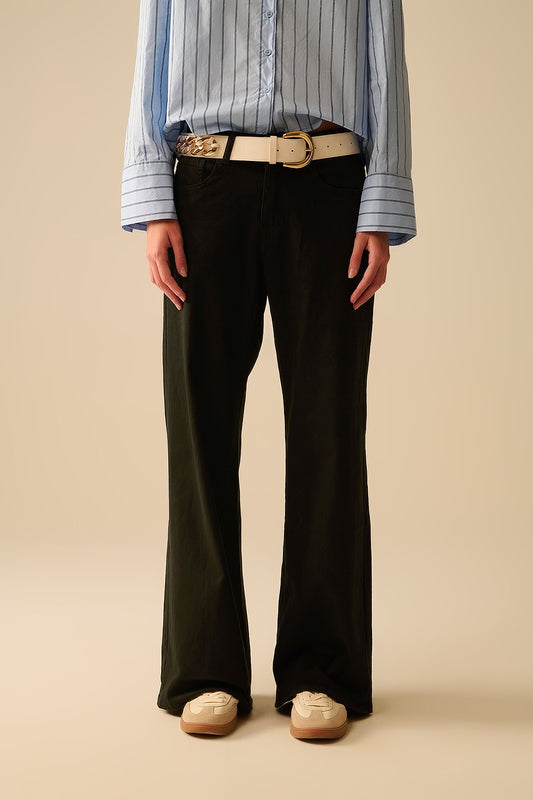 Q2 Black Straight Pants wide leg