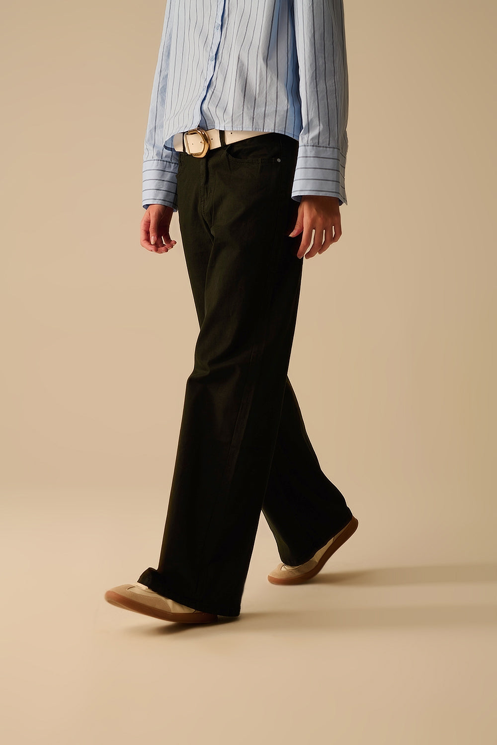 Black Straight Pants wide leg