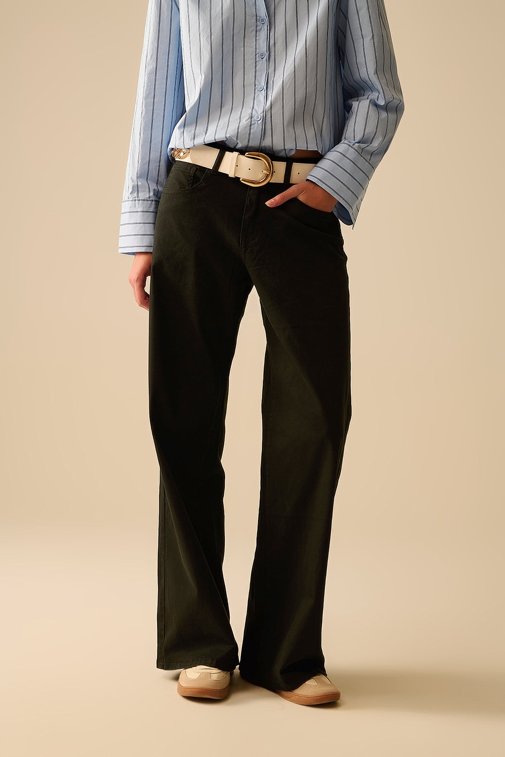 Black Straight Pants wide leg