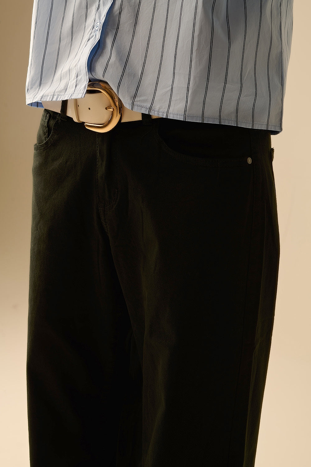 Black Straight Pants wide leg