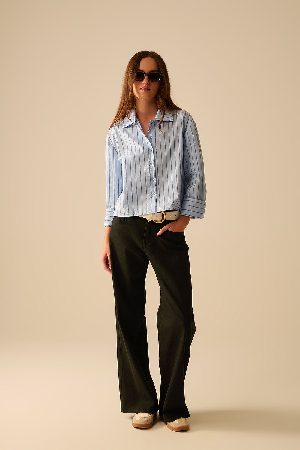 Black Straight Pants wide leg