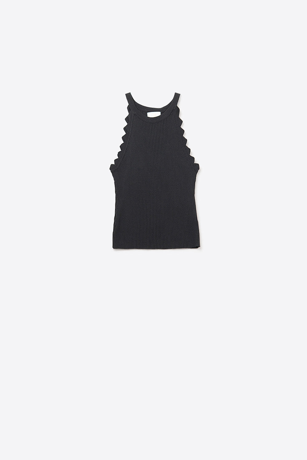 Q2 Black Tank Top with Ribbed Underarm Detail