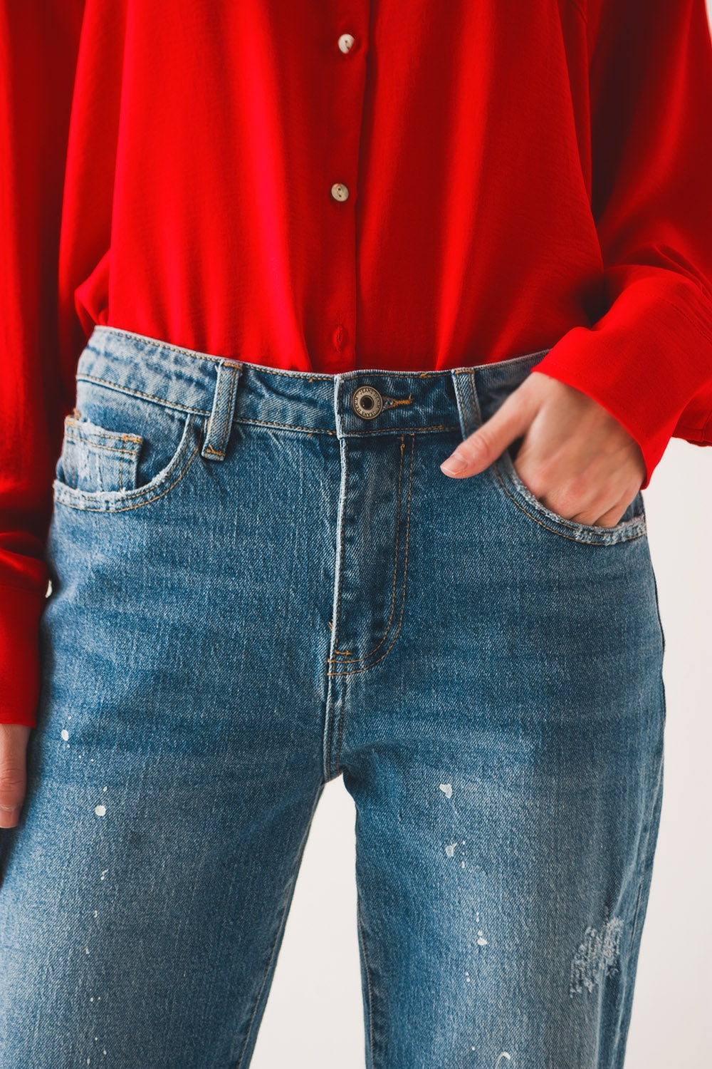 Bleach splatter mom jeans