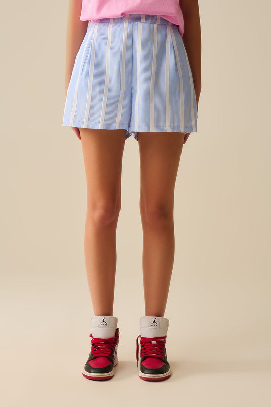 Q2 Blue and White Shorts with side pockets