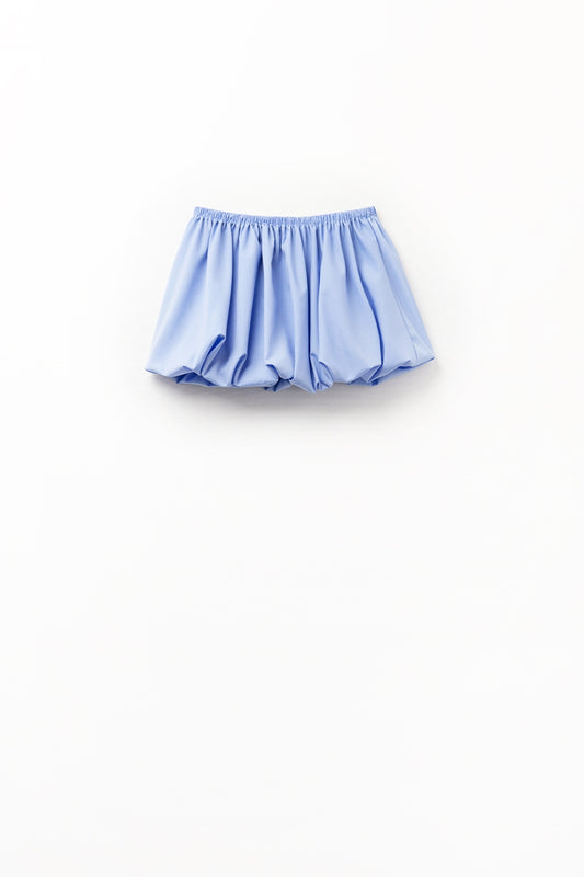 Q2 blue poplin balloon miniskirt