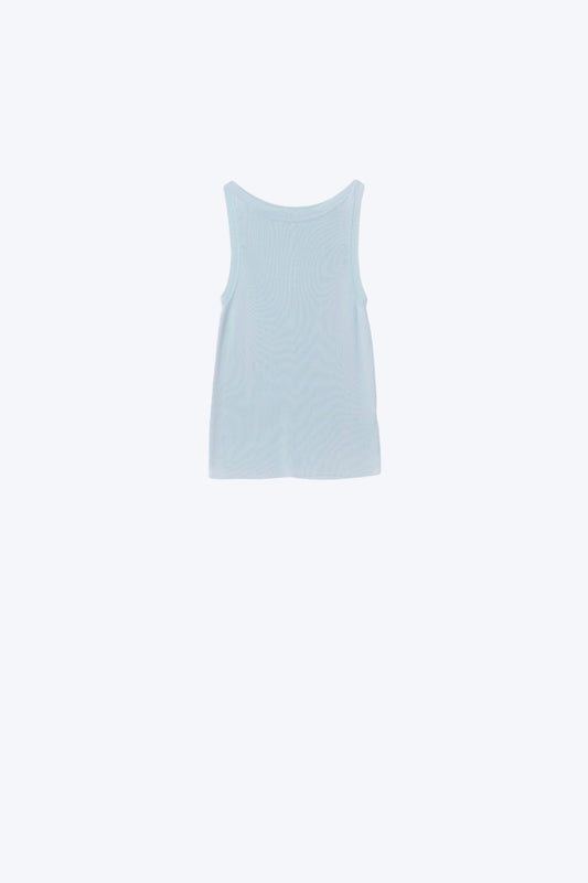 Q2 Boat Neck Comfy Ribbed Top in Baby Blue