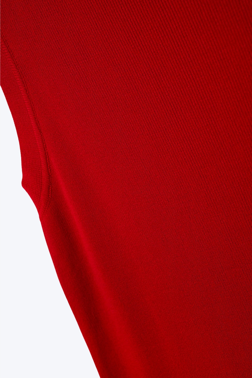 Comfortabele geribbelde top met boothals in robijnrood