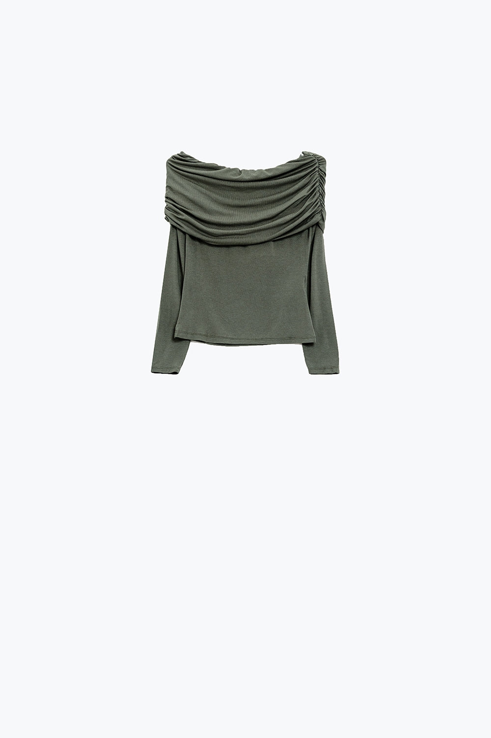 Top justo ombro a ombro verde caqui