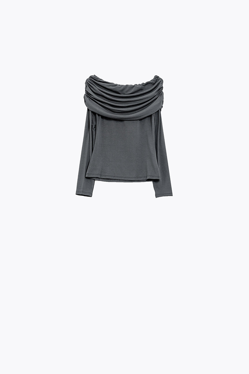 Top justo ombro a ombro cinzento
