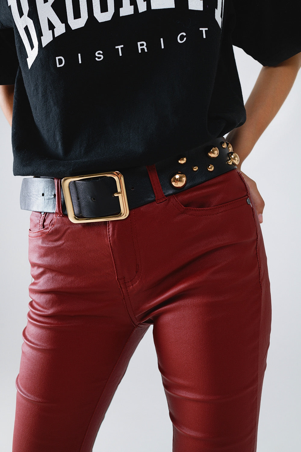 Bordeaux imitatieleren super skinny broek