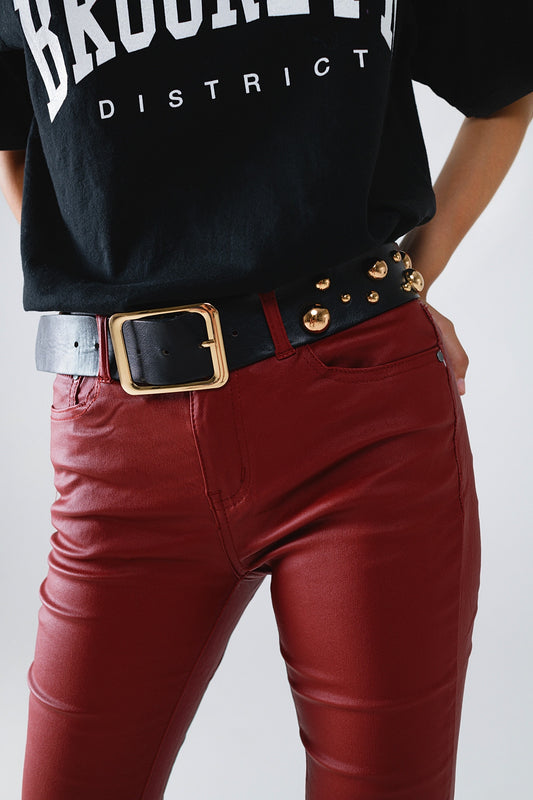Bordeaux imitatieleren super skinny broek