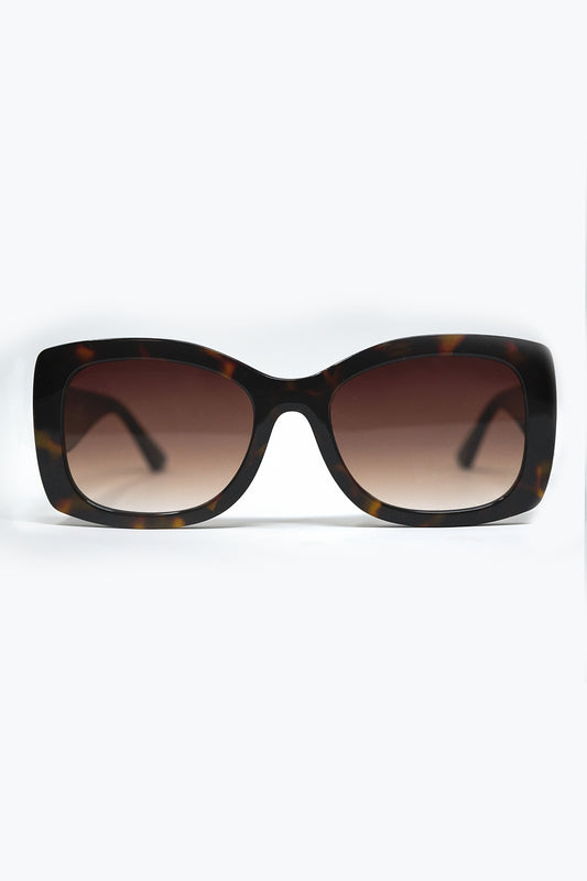 Q2 Brown Oversized Oval Sunglasses in Acetate