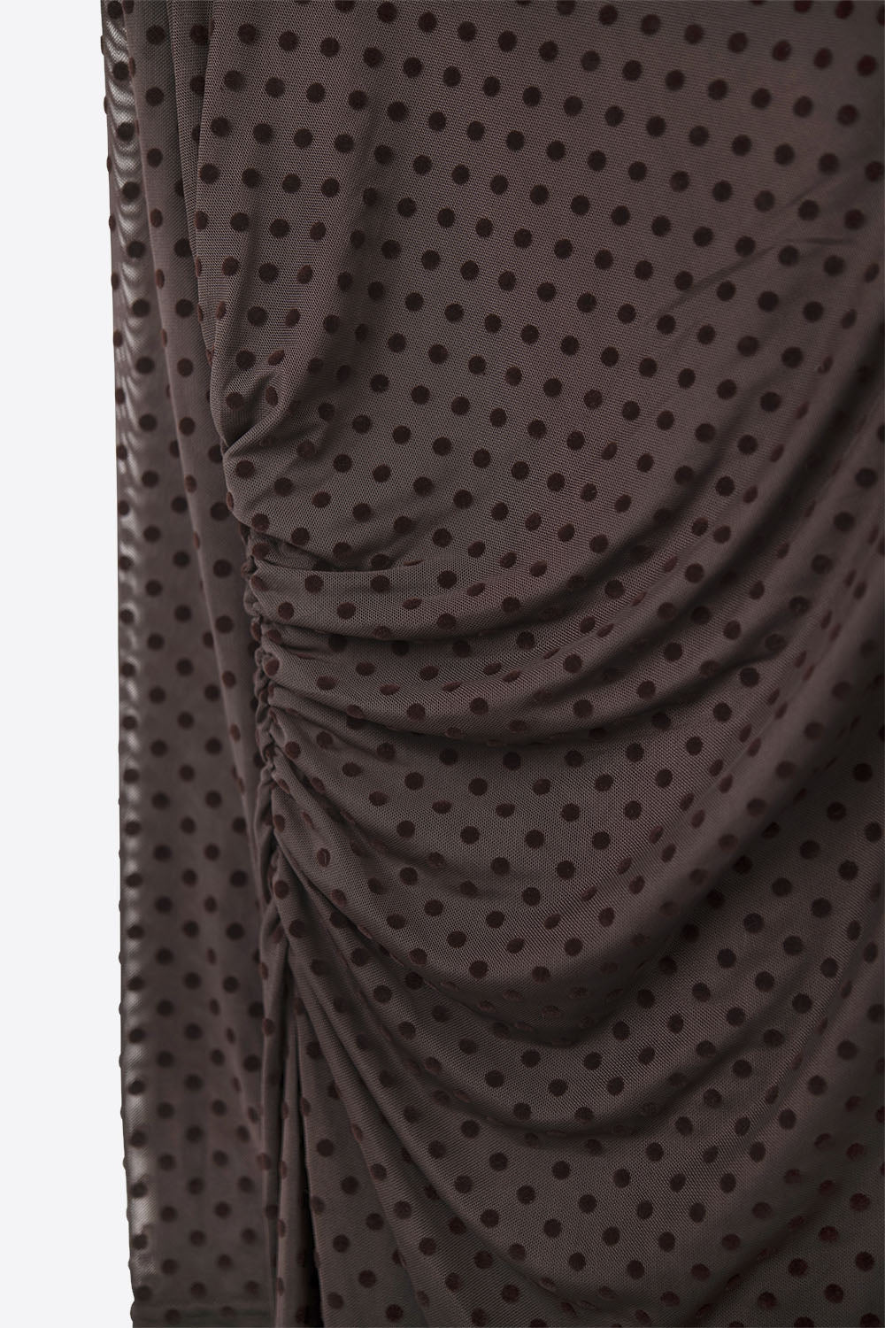 Brown Polka Dot Maxi Dress in sheer fabric