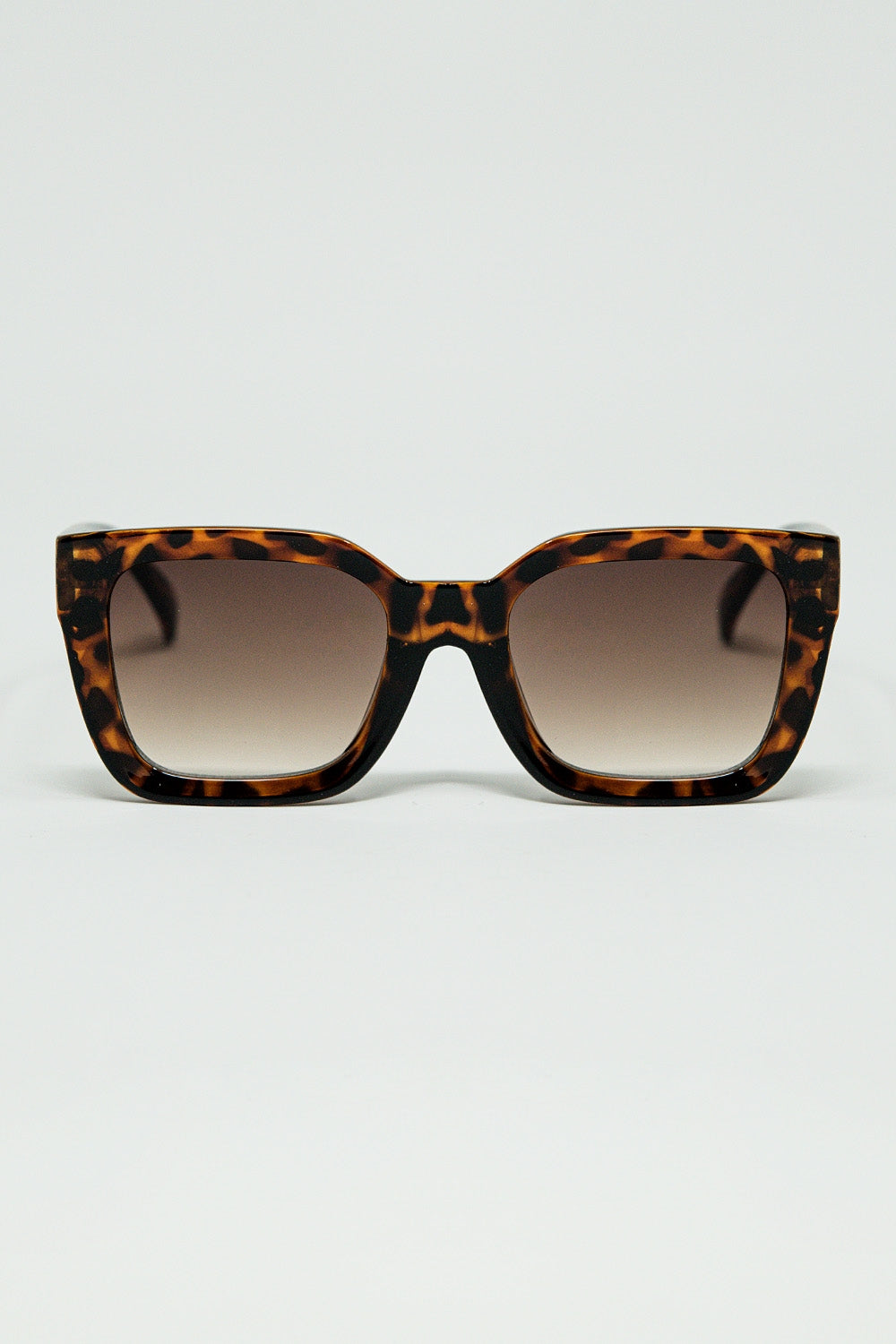 Q2 Brown Square sunglasses with animal print