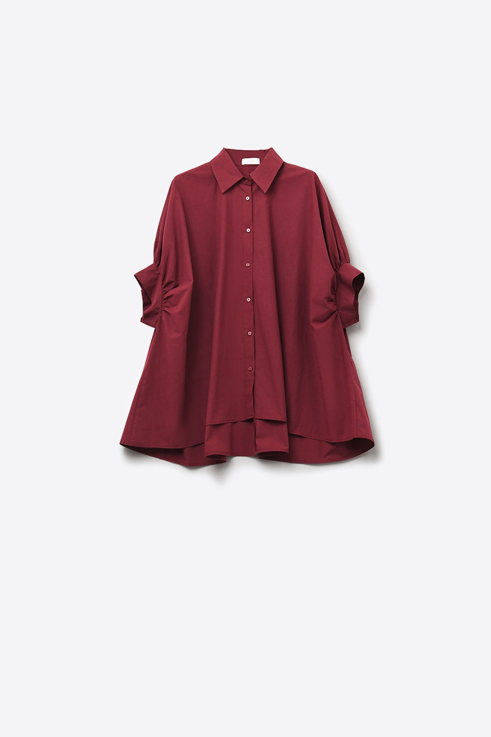 Burgundy Oversized Blouse with Short Sleeve