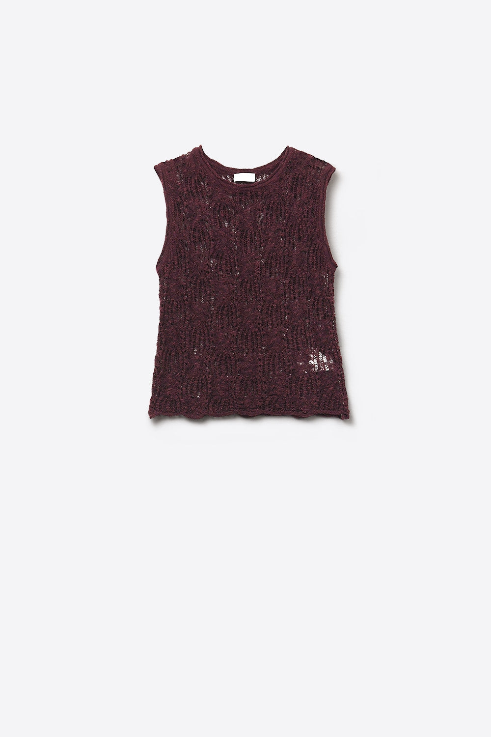Burgundy Purple Crochet Sleeveless Sweater