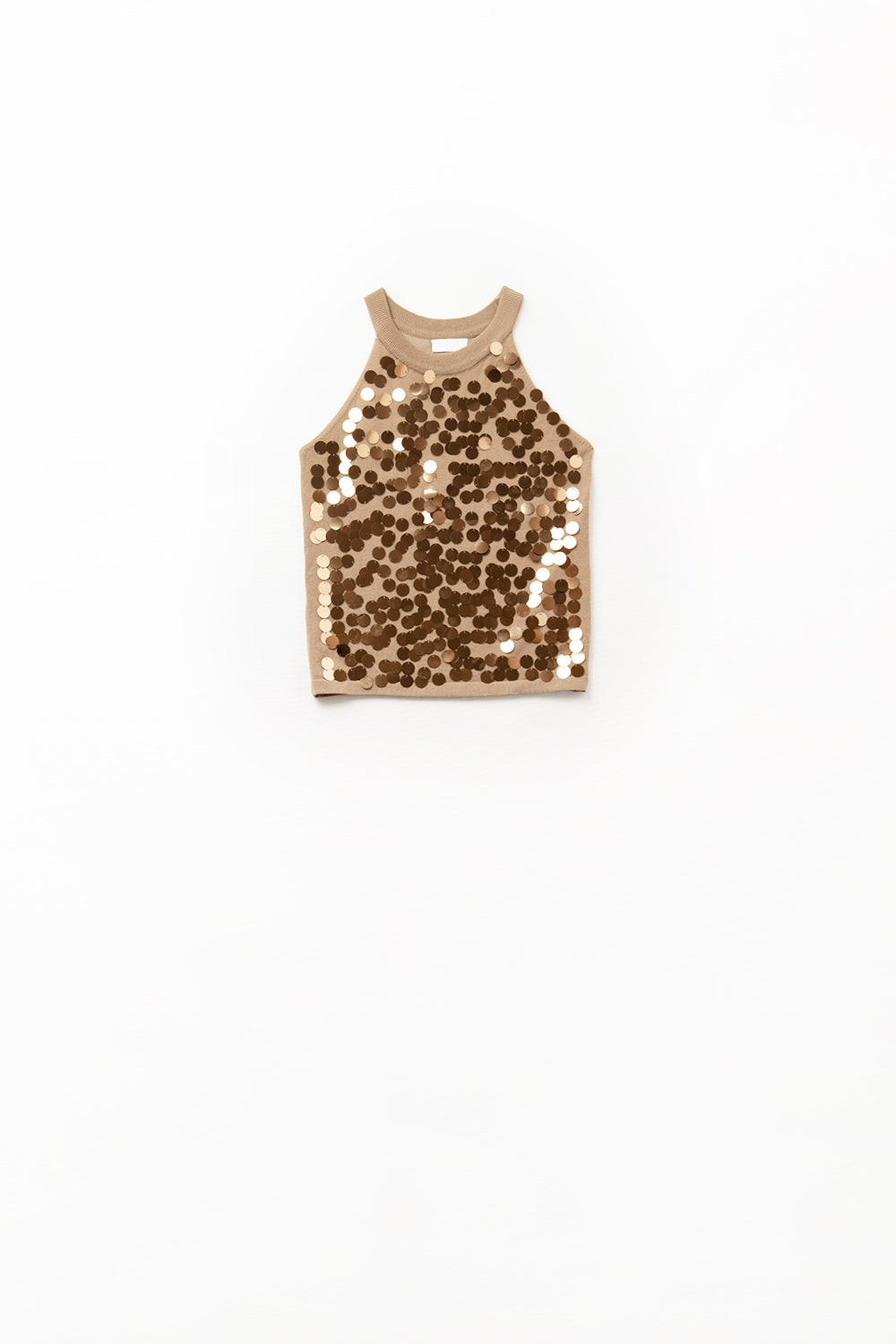 Q2 Camel knit top with sequin detail