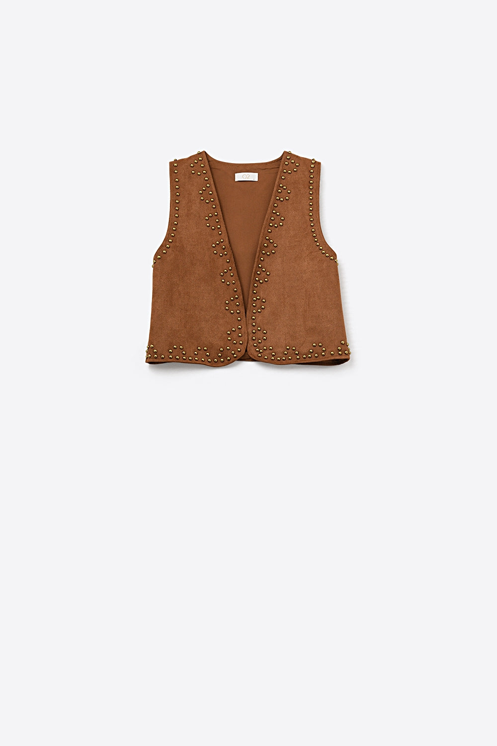 Camel Vest with Metallic Stud Details