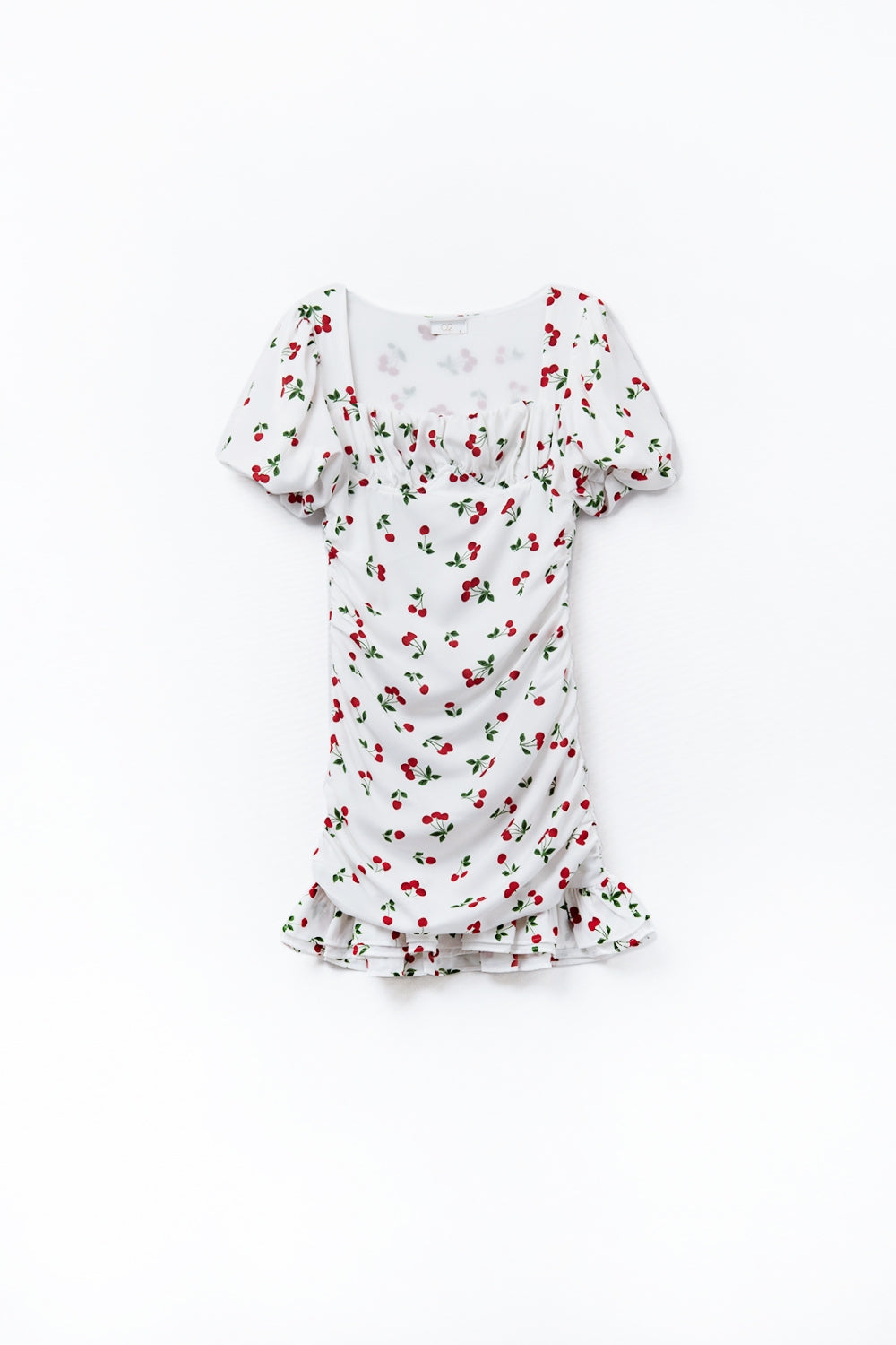 Cherry Puff Sleeve Mini Dress