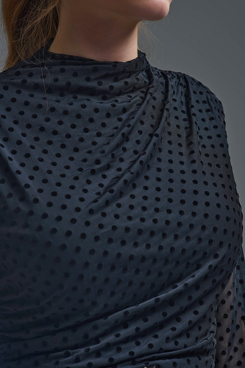 Chic Black Sheer Polka Dot Midi Dress