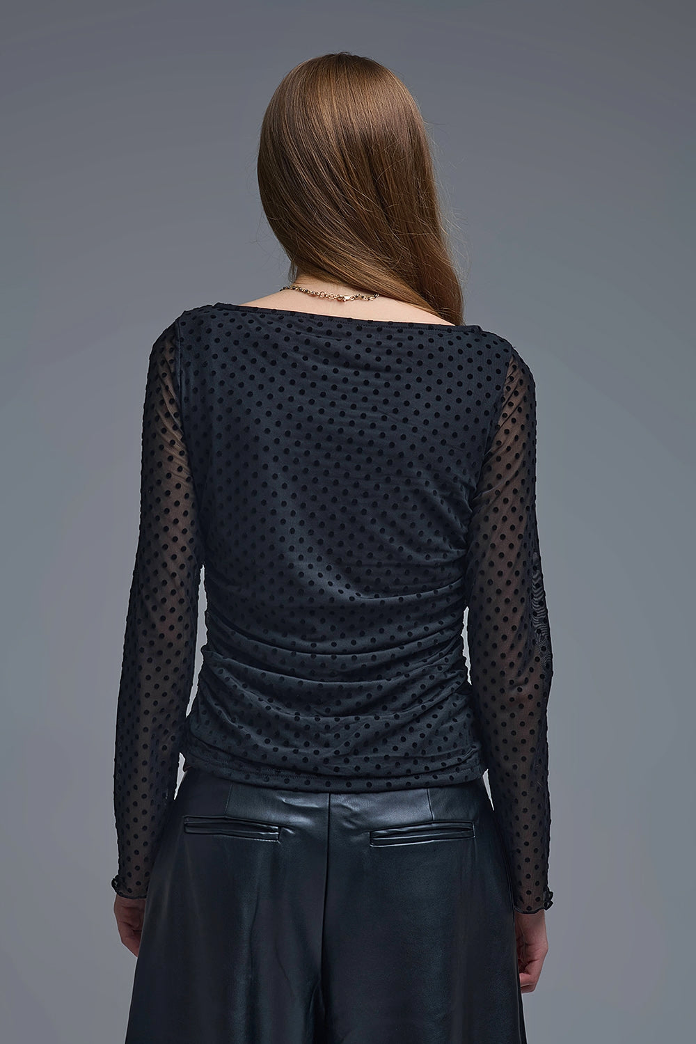 Chic Black Sheer Polka Dot Top
