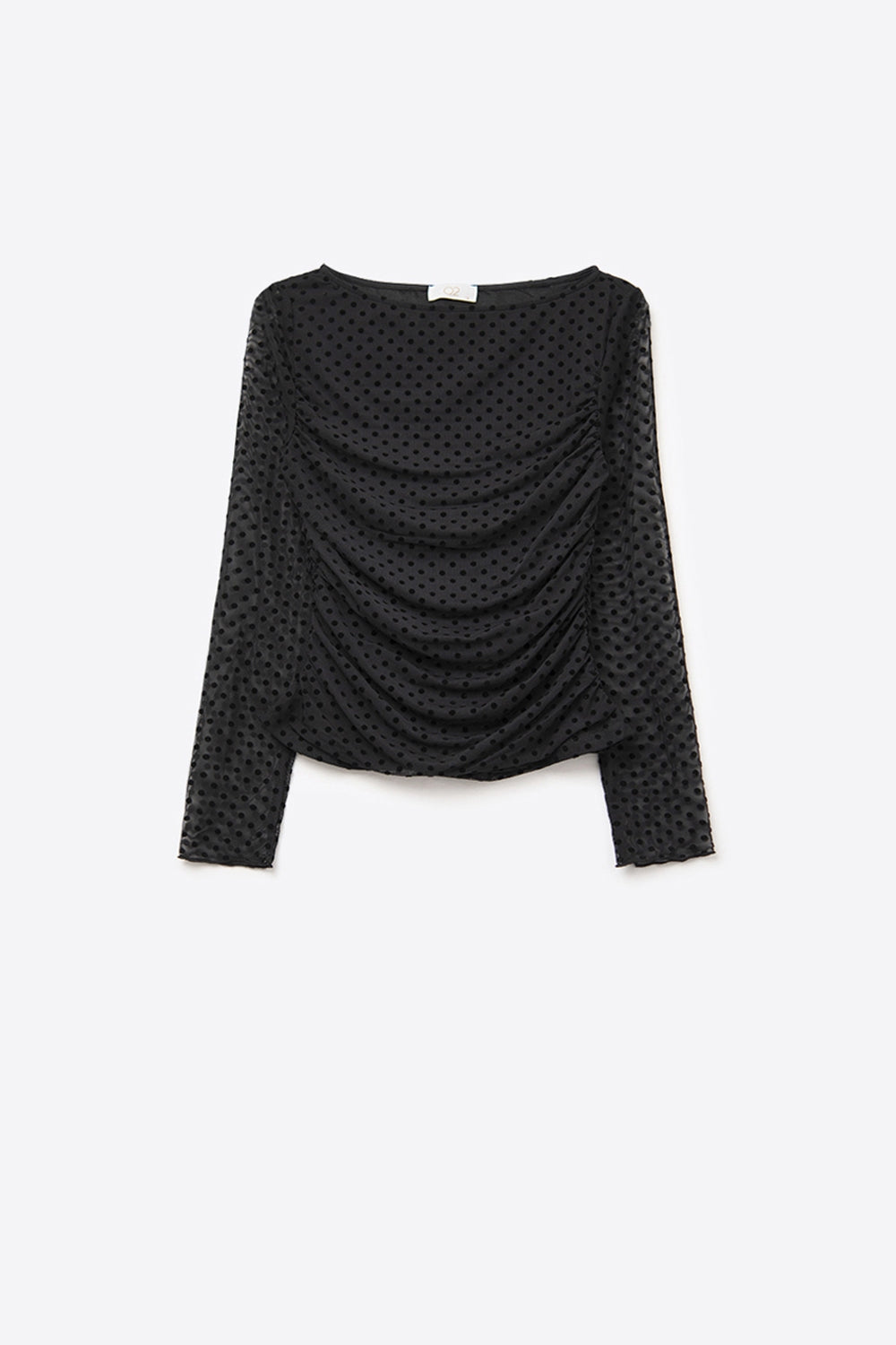 Chic Black Sheer Polka Dot Top