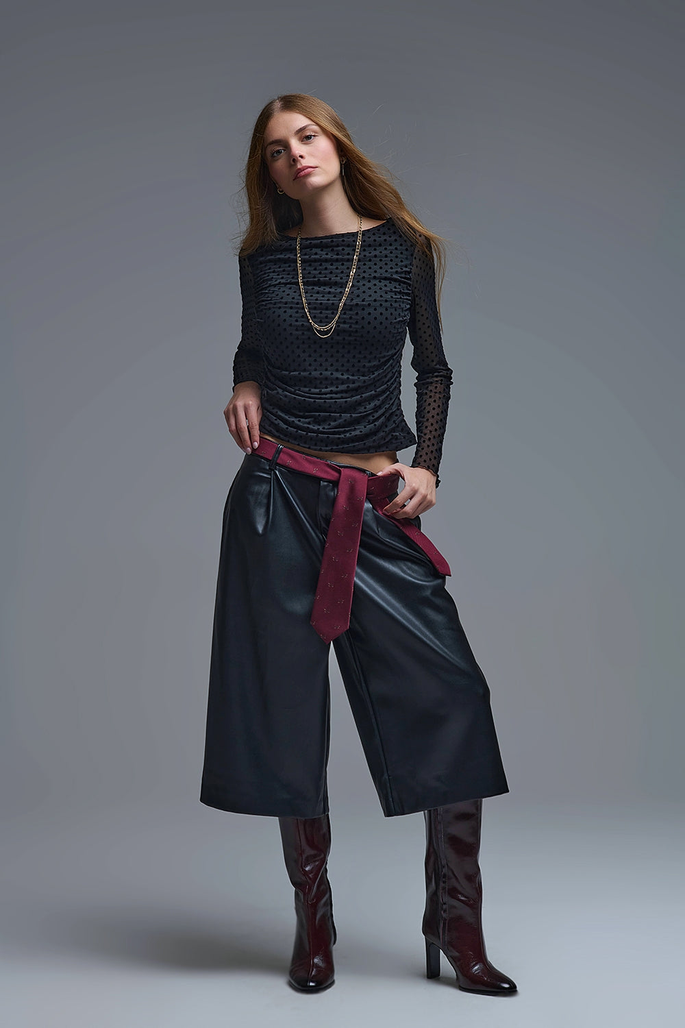 Chic Black Sheer Polka Dot Top