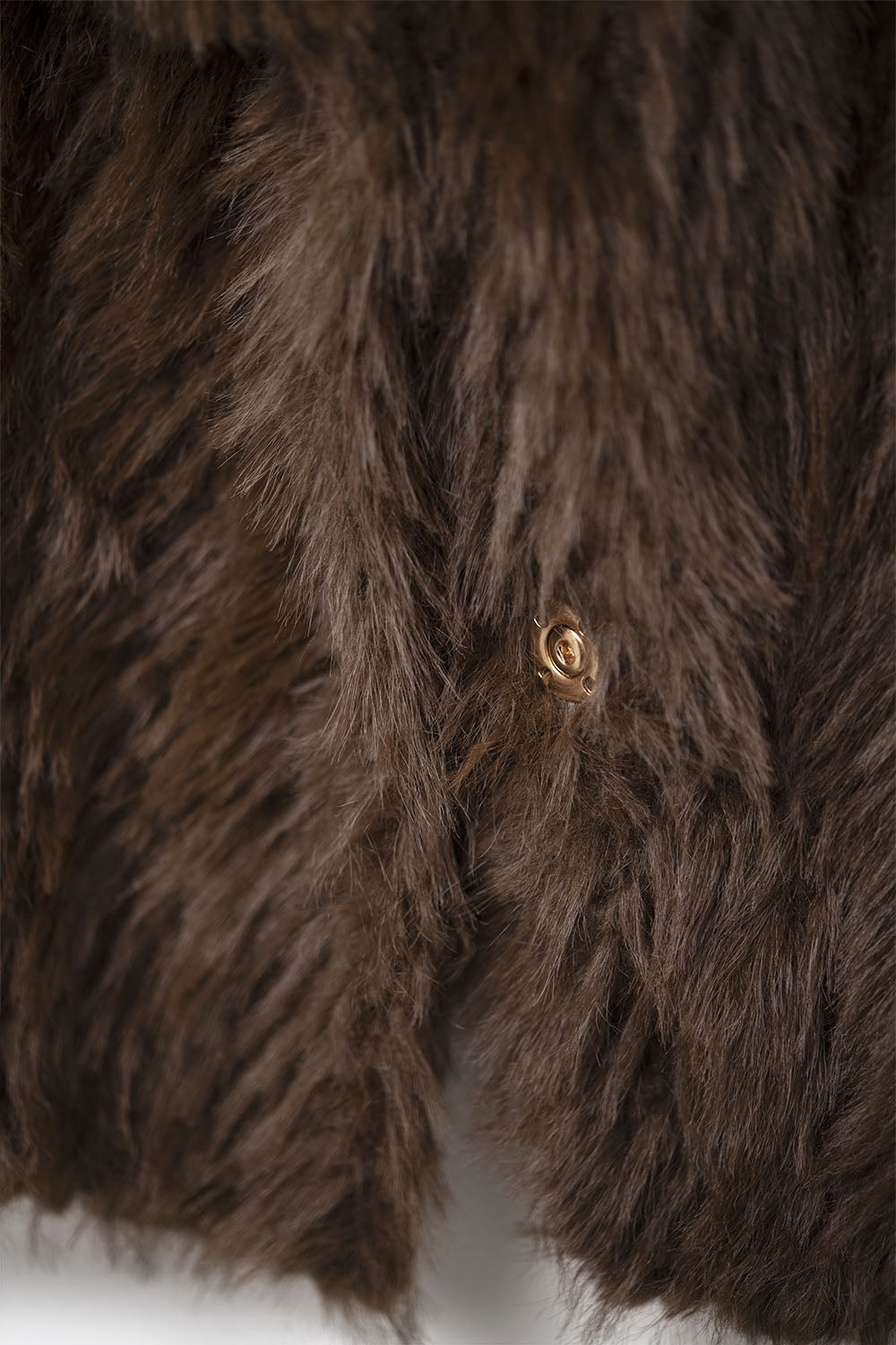 Chic brown Faux Fur Jacket with a wide neck