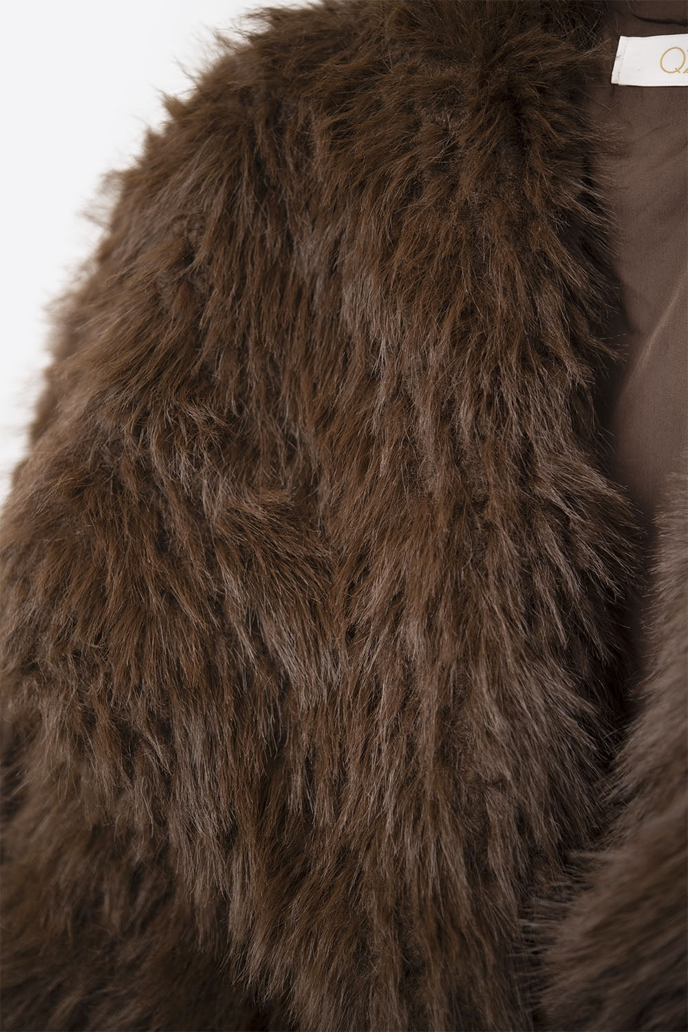 Chic brown Faux Fur Jacket with a wide neck
