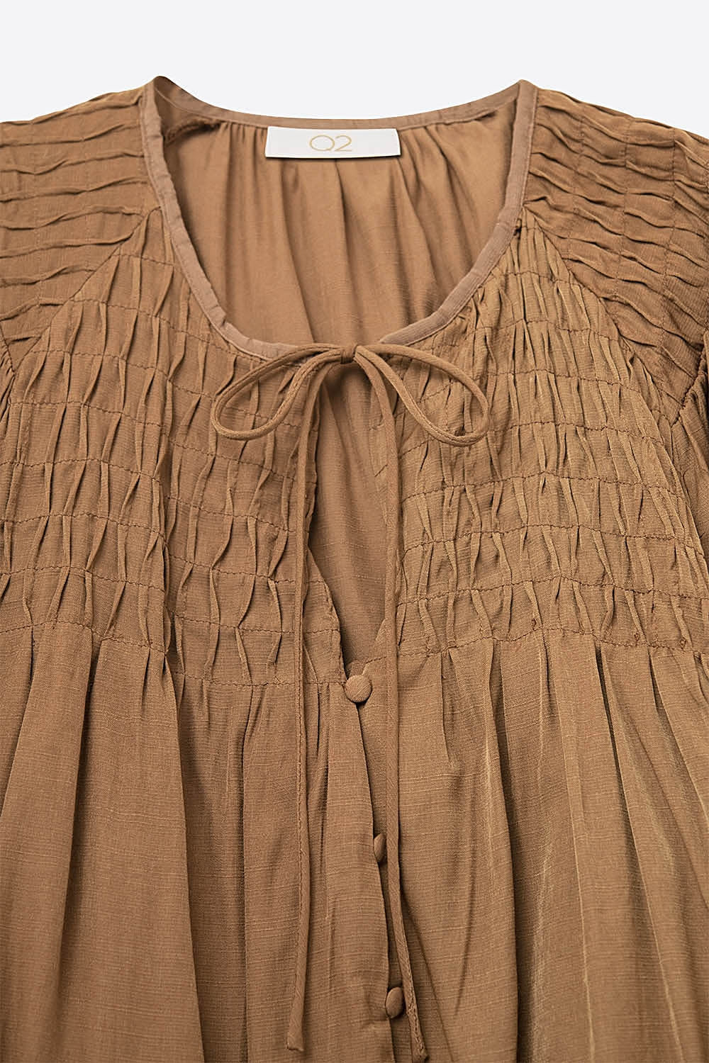 Chic Brown Satin Shirt with Lace