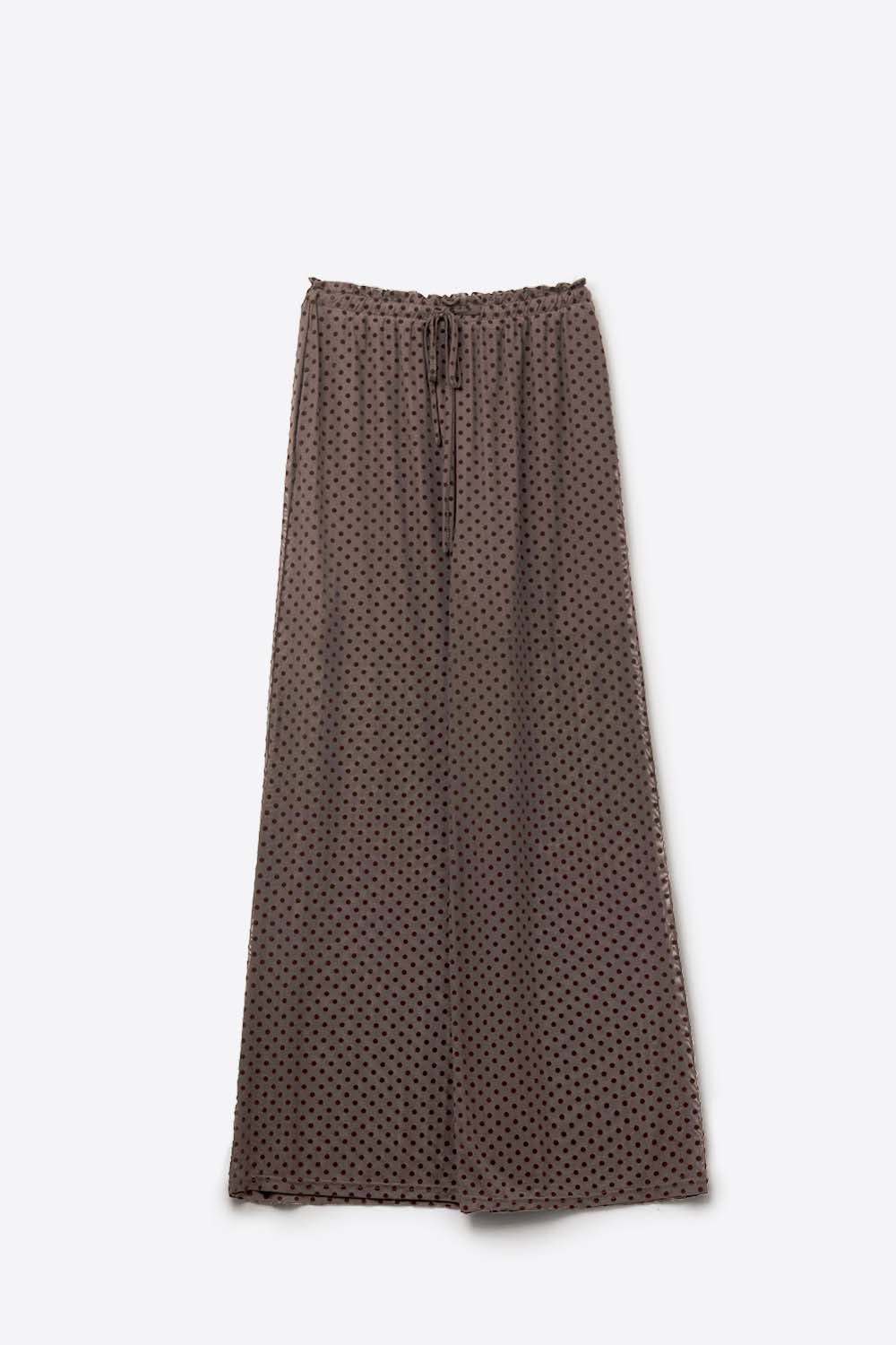 Chic Brown Sheer Polka Dot Pants with side pockets