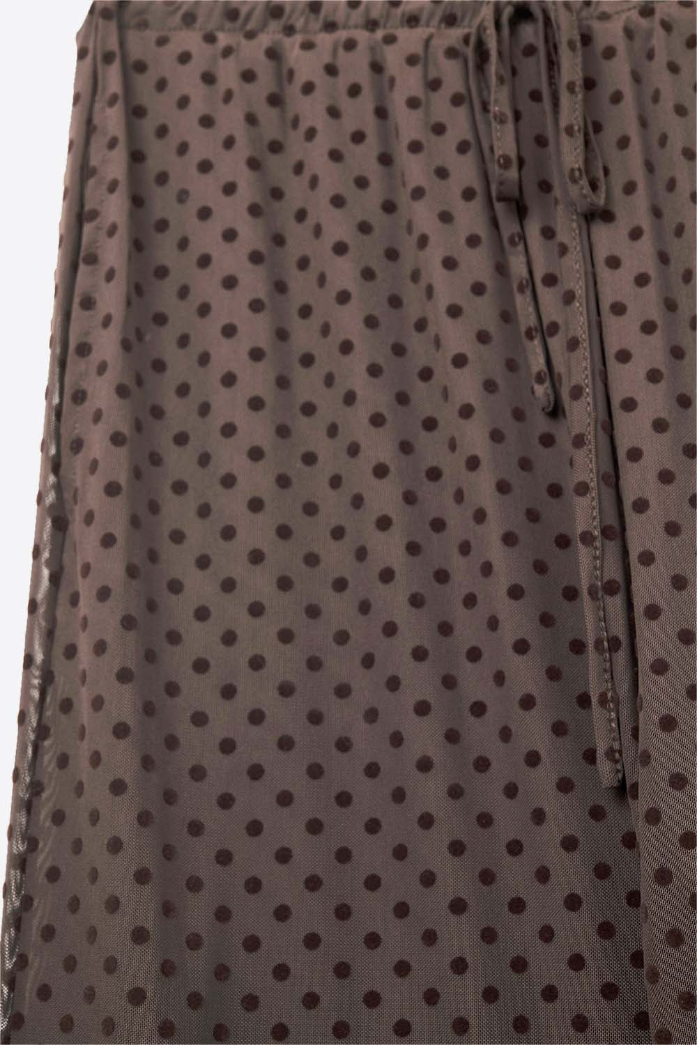 Chic Brown Sheer Polka Dot Pants with side pockets