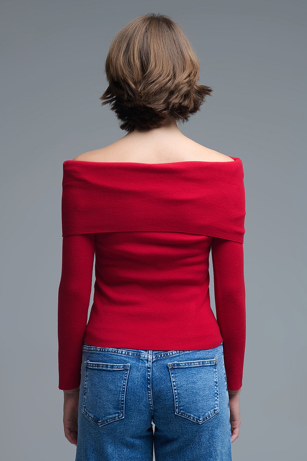 Chic Off-Shoulder Red Knit Top