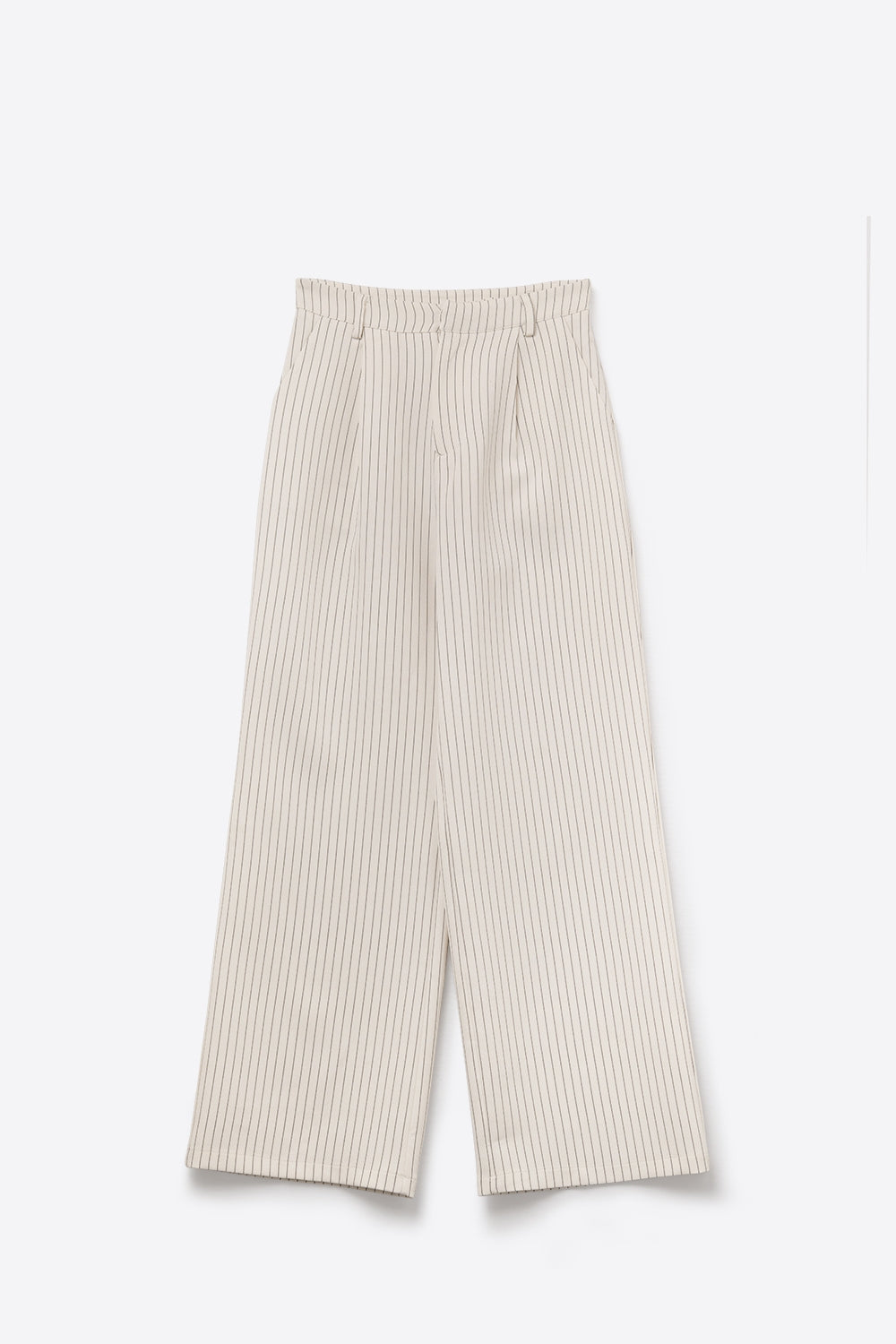 Chic Pinstripe Cream Wide-Leg Pants with Lined Fit