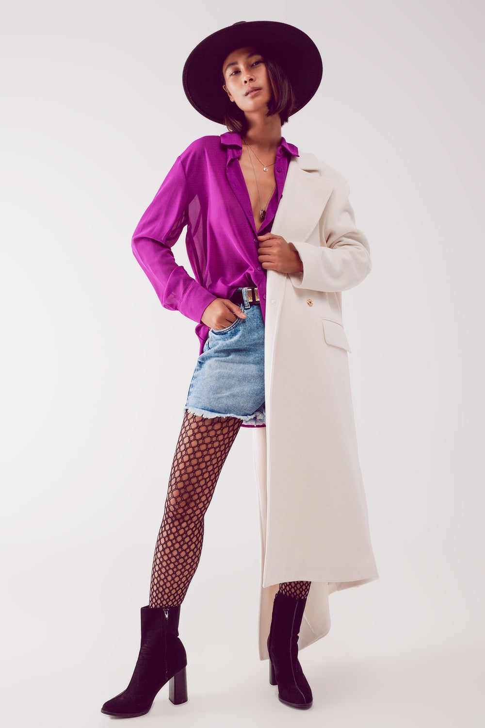 Chiffon shirt in purple