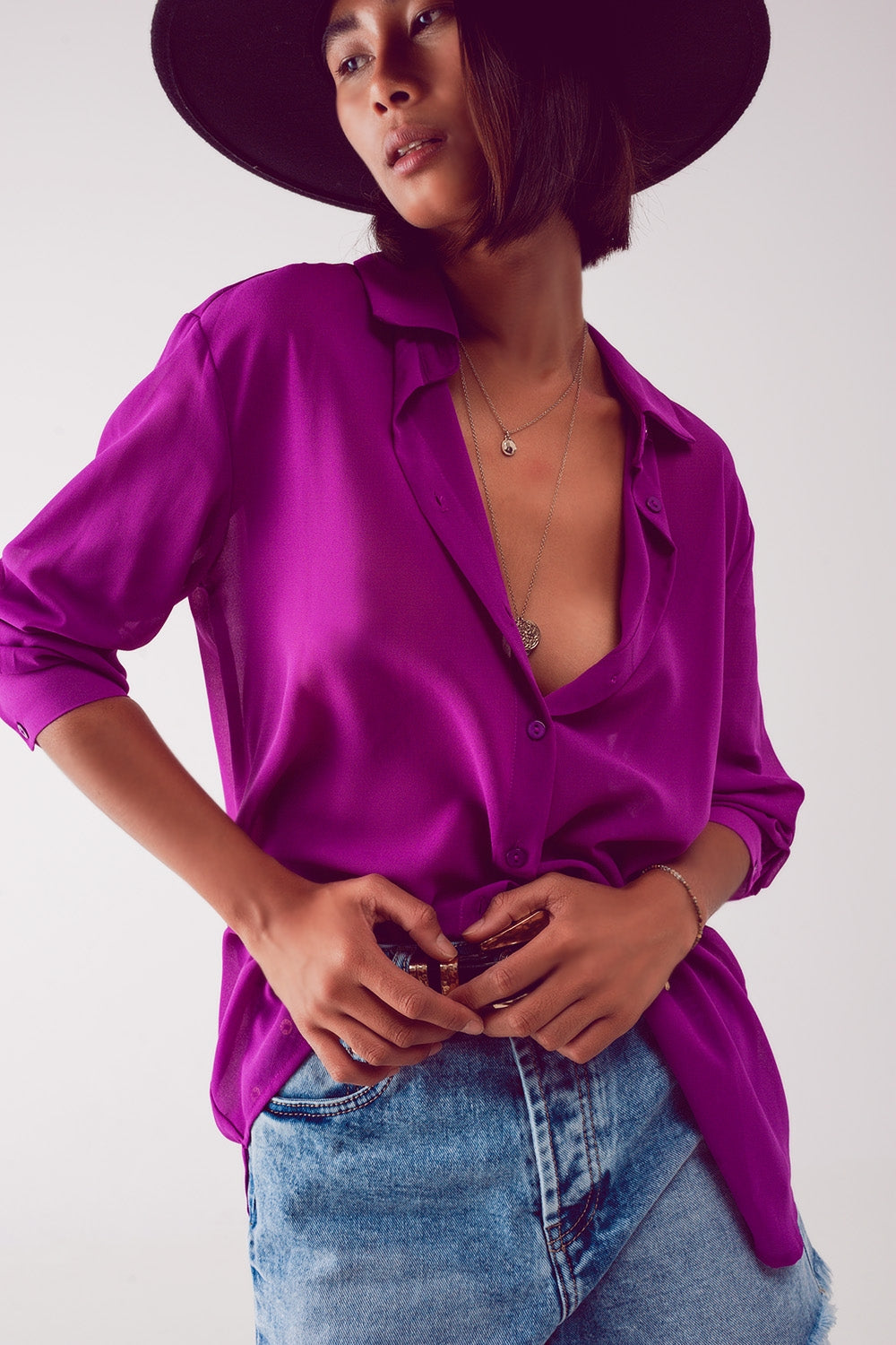 Q2 Chiffon shirt in purple