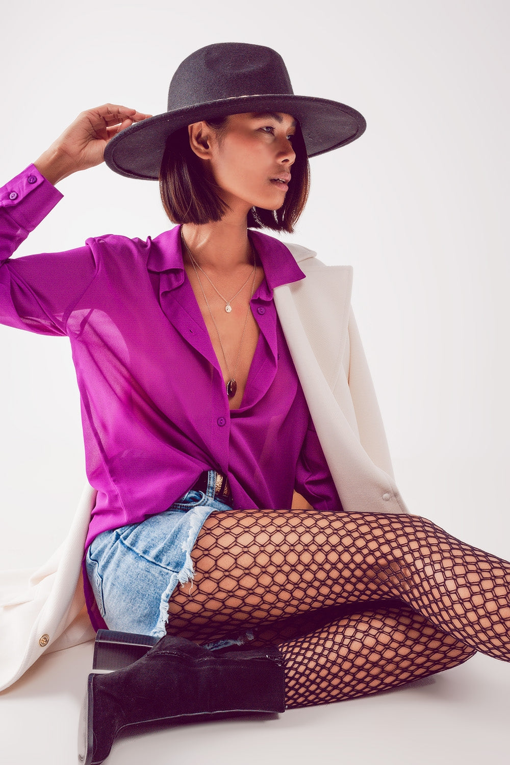 Chiffon shirt in purple