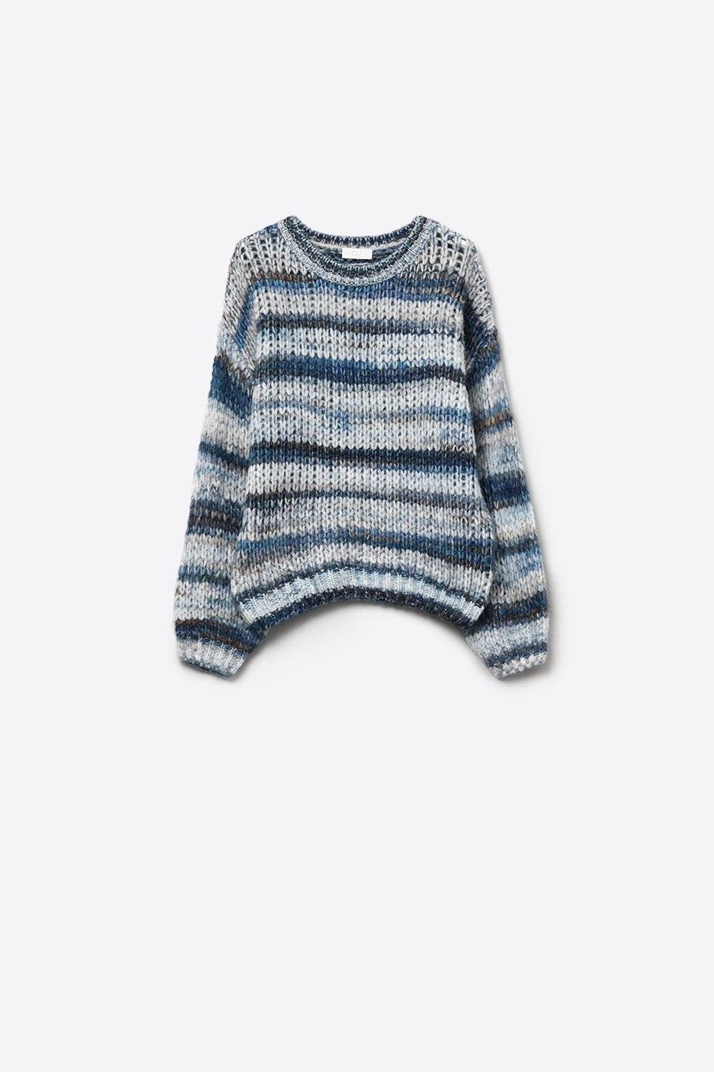 Q2 Chunky-knit sweater with marled design in blue