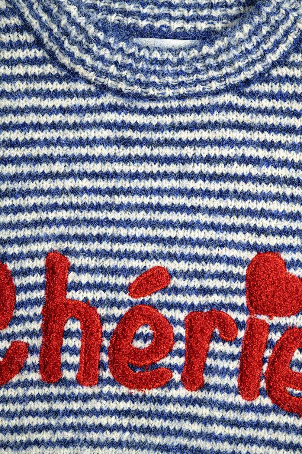 Grof gestreepte, relaxte trui in blauw en wit