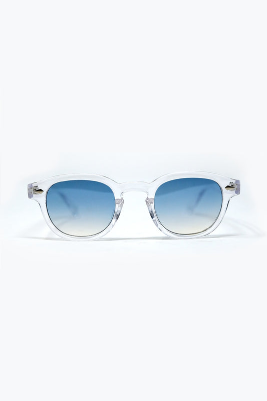 Q2 Clear Round Sunglasses With Blue Gradient Lense