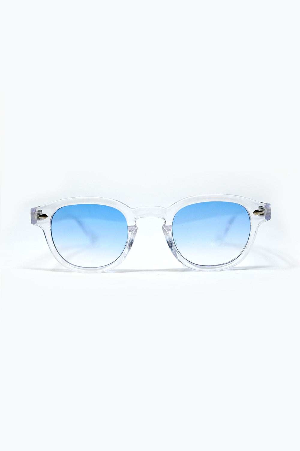 Q2 Clear Round Sunglasses With Light Blue Gradient Lense