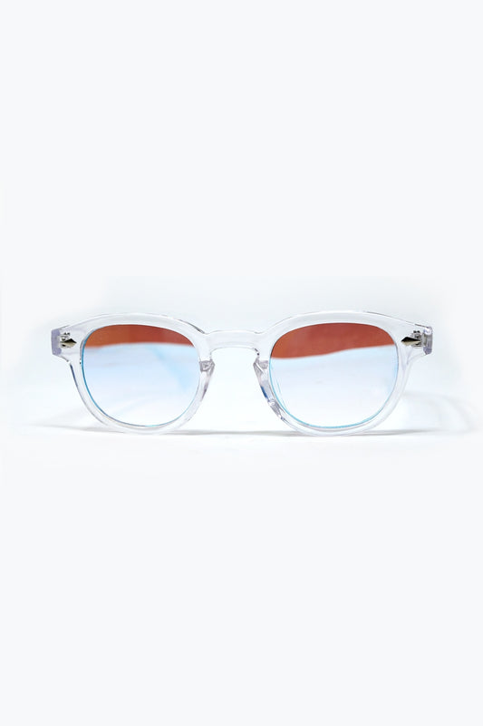 Q2 Clear Round Sunglasses With White Gradient Lense