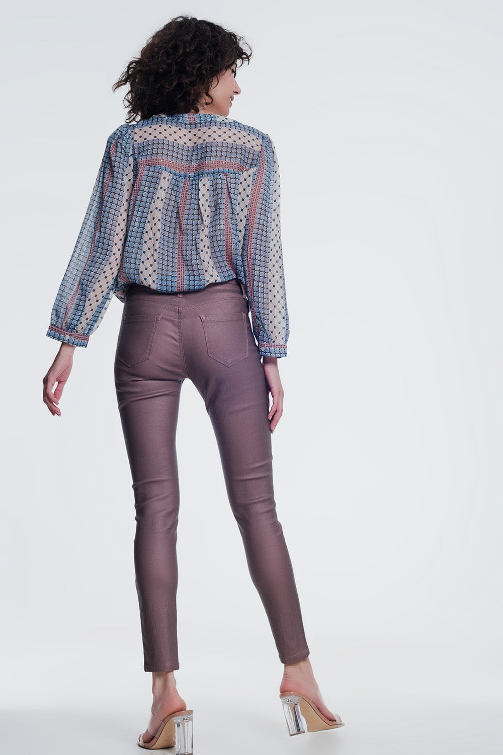 gecoate broek in roze