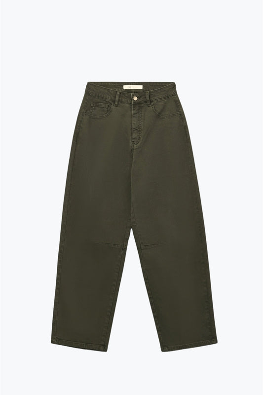 Q2 Comfortable stretch jeans with barrel leg in dark green
