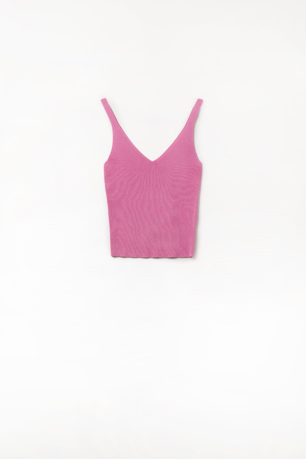 Q2 Comfy Ribbed knitted Tank Top in Fuchsia