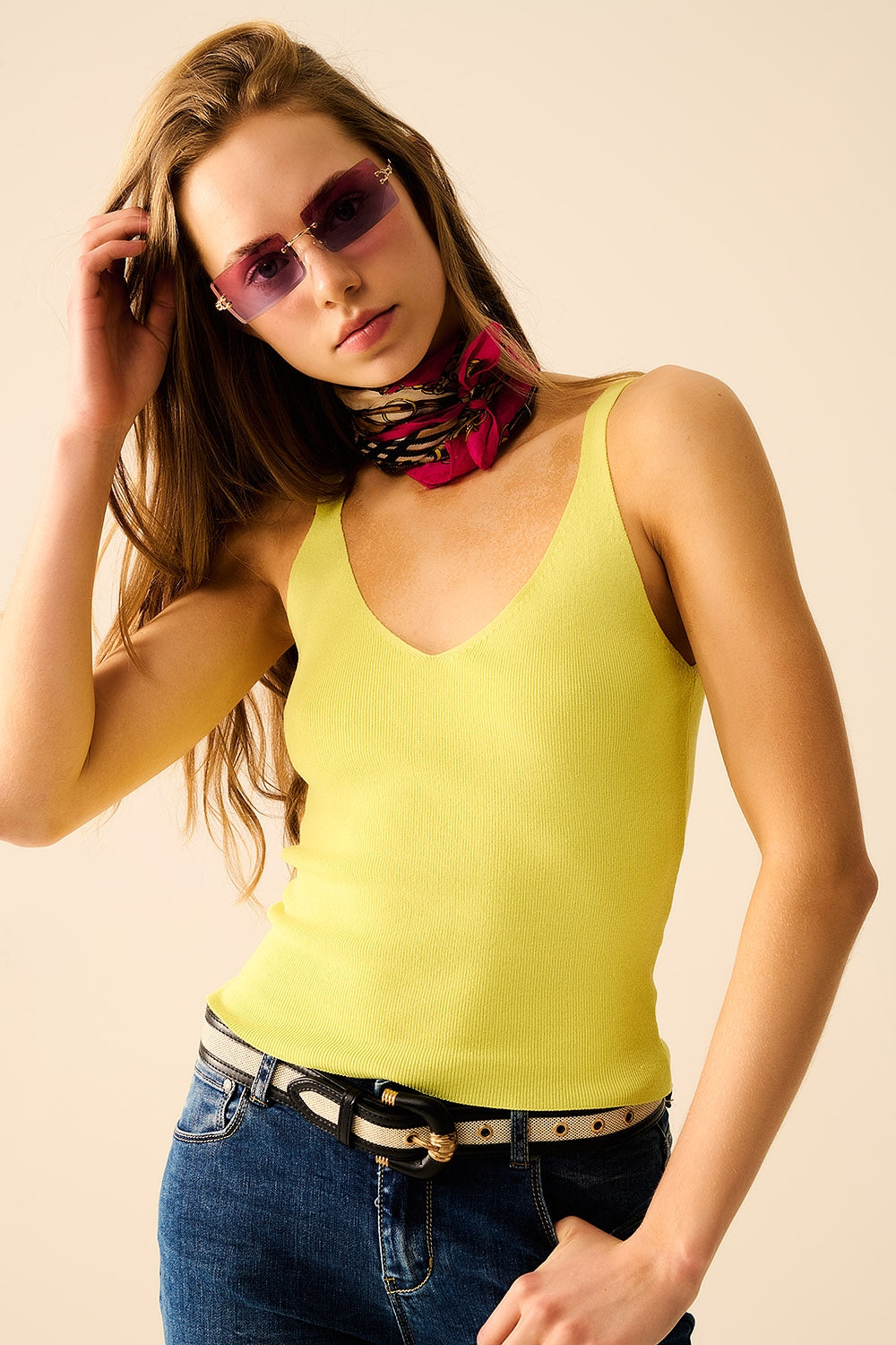 Comfortabel geribbeld tanktopje in groen