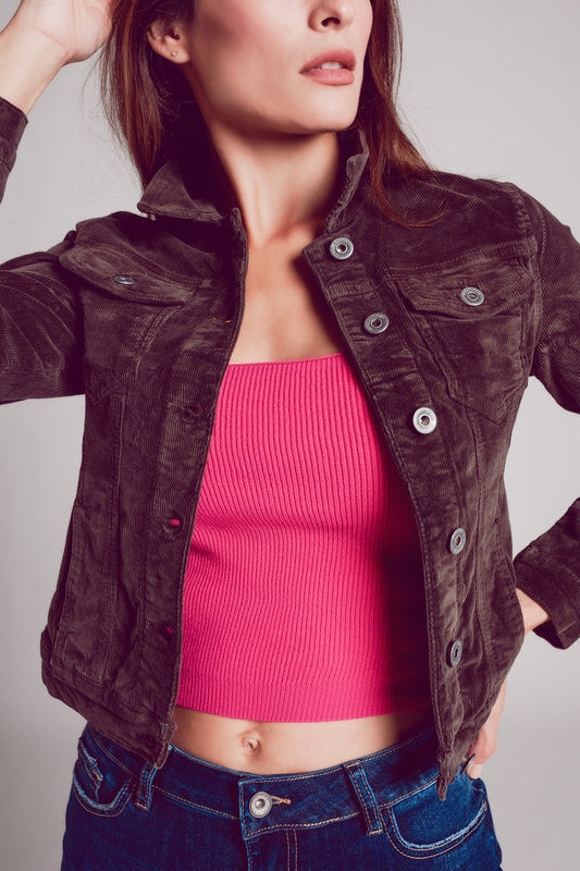 Q2 Cord jacket in brown
