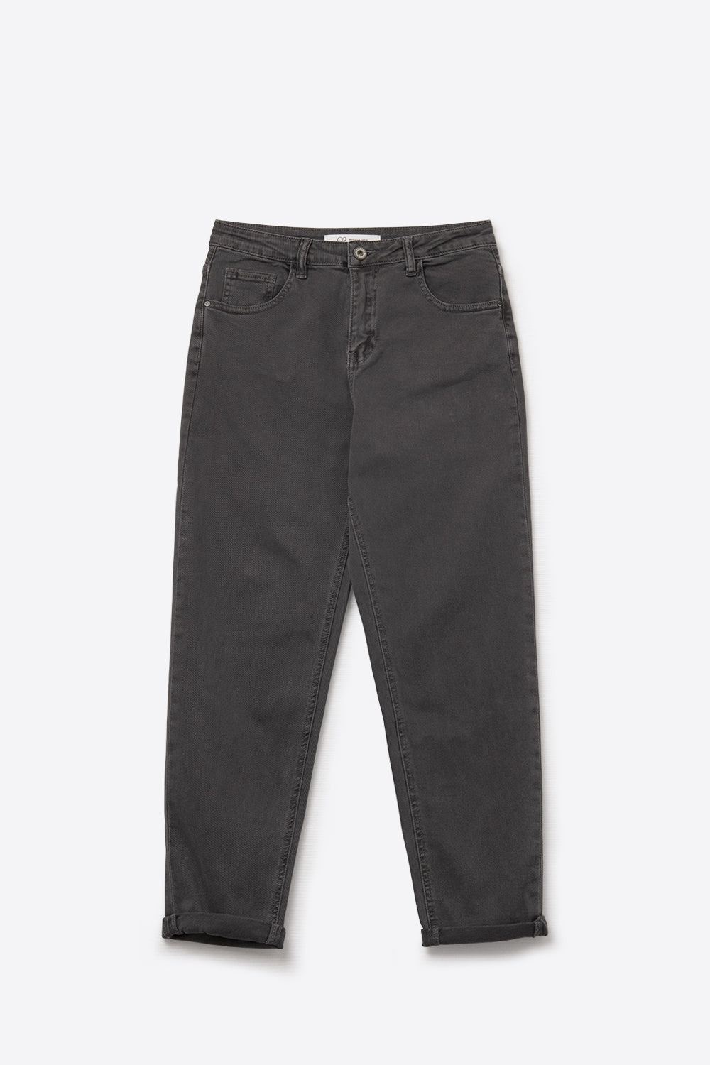 Cotton mid rise slouchy jean in Dark Gray