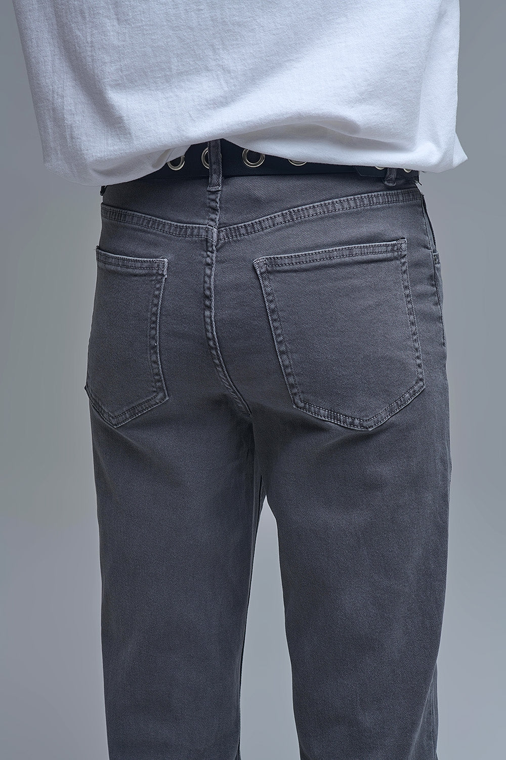 Cotton mid rise slouchy jean in Dark Gray