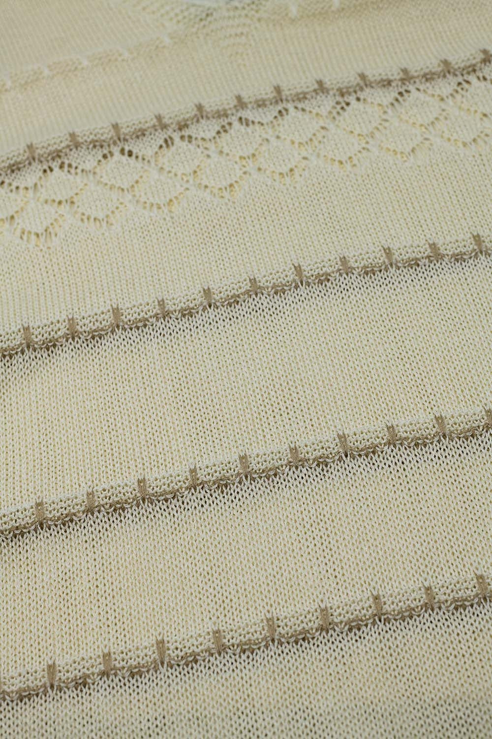 Cream Midi Sleeveless Dress With V-neck and Crochet Design